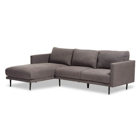 BAXTON STUDIO Riley Grey Upholstered Left Facing Chaise Sectional Sofa 132-7337